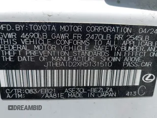 2024 Lexus IS 300 with VIN JTHBA1D2XR5131510, listed as a IAAI auction lot 42607201 with 10,580 mi miles and . Bid and sale history available at DreamBid. Image 9.