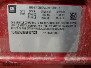 2014 Buick LaCrosse Premium I with VIN 1G4GE5G38EF177621, listed as a Copart auction lot 87624285 with 55,049 mi miles and Salvage Title. Bid and sale history available at carsss.com. Image 12.