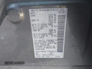 2014 Nissan Rogue S with VIN 5N1AT2MV8EC795457, listed as a IAAI auction lot 41614707 with 129,630 mi miles. Bid and sale history available at carsss.com. Image 9.