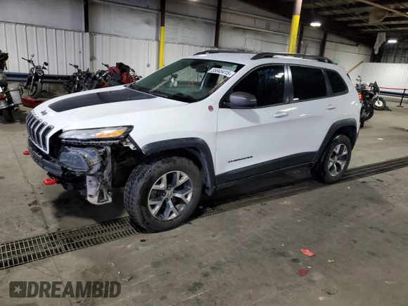 2016 Jeep Cherokee Trailhawk with VIN 1C4PJMBS8GW166629, listed as a Copart auction lot 55845415 with 122,290 mi miles and Salvage title. Bid and sale history available at DreamBid. Image 1.