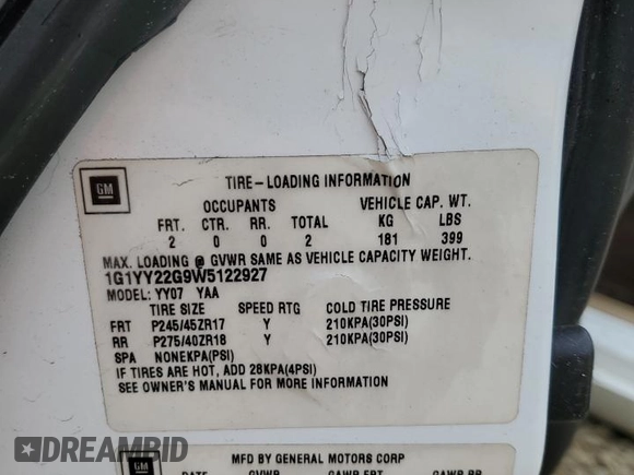 1998 Chevrolet Corvette with VIN 1G1YY22G9W5122927, listed as a Copart auction lot 44225405 with 151,319 mi miles and Salvage Title. Bid and sale history available at carsss.com. Image 15.