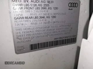 2021 Audi Q3 S line Premium with VIN WA1DECF36M1021600, listed as a IAAI auction lot 41081075 with 40,860 mi miles and . Bid and sale history available at DreamBid. Image 9.