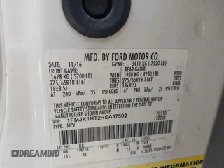 2017 Ford Expedition Max XLT with VIN 1FMJK1HT2HEA37502, listed as a IAAI auction lot 41794267 with Not provided miles and . Bid and sale history available at DreamBid. Image 9.