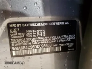 2013 BMW 6 Series 650i xDrive z VIN WBA6B4C56DD098658, wystawiony jako Copart lot #55408535 z przebiegiem 72 964 mil mil oraz Szkoda całkowita • Salvage title. Historia ofert i sprzedaży dostępna na DreamBid. Obrazek 12.