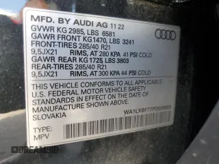 2023 Audi Q7 Premium Plus with VIN WA1LXBF77PD006805, listed as a Copart auction lot 66001664 with 25,494 mi miles and Salvage Title. Bid and sale history available at carsss.com. Image 13.