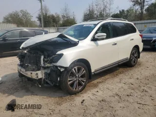 2018 Nissan Pathfinder Platinum z VIN 5N1DR2MN0JC647728, wystawiony jako Copart lot #49918025 z przebiegiem 94 946 mil mil oraz Szkoda całkowita • Salvage title. Historia ofert i sprzedaży dostępna na DreamBid. Obrazek 1.