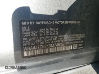 2019 BMW 4 Series 440i xDrive with VIN WBA4J7C58KBM74636, listed as a Copart auction lot 83778054 with 81,561 mi miles and Non Repairable. Bid and sale history available at carsss.com. Image 12.