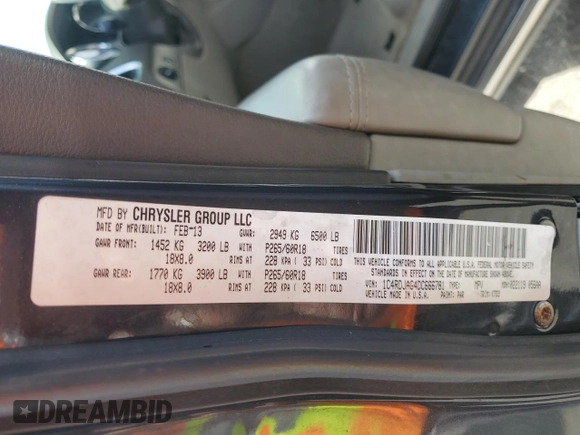 2013 Dodge Durango SXT with VIN 1C4RDJAG4DC666781, listed as a Copart auction lot 47420835 with 160,147 mi miles and Salvage Title. Bid and sale history available at carsss.com. Image 13.