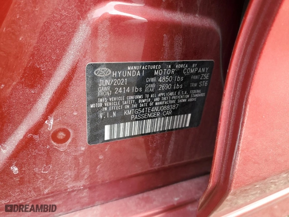 2022 Genesis G70 3.3T with VIN KMTG54TE4NU088387, listed as a Copart auction lot 44635305 with 31,664 mi miles and Salvage Title. Bid and sale history available at carsss.com. Image 13.