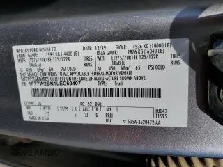 2020 Ford F-250 XL z VIN 1FT7W2BN1LEC69407, wystawiony jako Copart lot #52393575 z przebiegiem Nie podano mil oraz Szkoda całkowita • Salvage title. Historia ofert i sprzedaży dostępna na DreamBid. Obrazek 15.