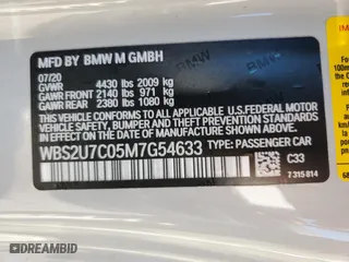 2021 BMW M2 Competition with VIN WBS2U7C05M7G54633, listed as a Copart auction lot 68432394 with 22,162 mi miles and Salvage Title. Bid and sale history available at carsss.com. Image 12.