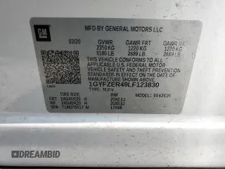2020 Cadillac XT4 FWD Sport with VIN 1GYFZER49LF123830, listed as a Copart auction lot 55737985 with 98,871 mi miles and Salvage title. Bid and sale history available at DreamBid. Image 13.