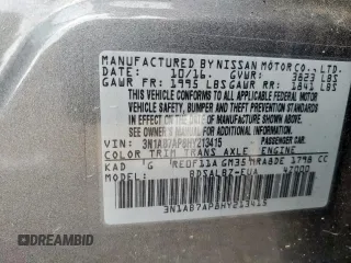 2017 Nissan Sentra SV z VIN 3N1AB7AP8HY213415, wystawiony jako Copart lot #61082665 z przebiegiem 105 406 mil mil oraz Czysty tytuł • Clean title. Historia ofert i sprzedaży dostępna na DreamBid. Obrazek 12.