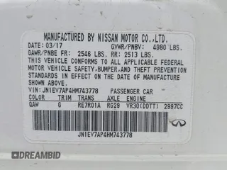 2017 Infiniti Q50 Premium с VIN JN1EV7AP4HM743778, выставлен на аукционе IAAI как лот 42212412 с пробегом 88 279 миль миль и . История ставок и продаж доступна на DreamBid. Изображение 9.