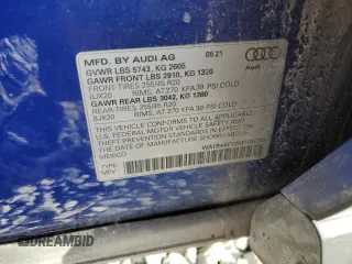 2021 Audi SQ5 Premium Plus with VIN WA1B4AFY2M2102291, listed as a Copart auction lot 72161104 with 44,682 mi miles and Salvage Title. Bid and sale history available at DreamBid. Image 13.