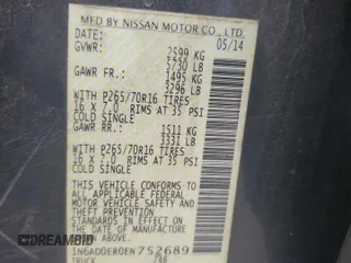 2014 Nissan Frontier SV with VIN 1N6AD0ER0EN752689, listed as a Copart auction lot 61482715 with 159,953 mi miles and Salvage title. Bid and sale history available at DreamBid. Image 12.