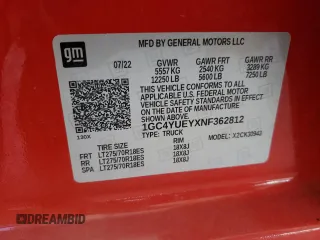 2022 Chevrolet Silverado 3500HD LTZ with VIN 1GC4YUEYXNF362812, listed as a Copart auction lot 77538574 with 51,865 mi miles and Salvage Title. Bid and sale history available at carsss.com. Image 12.