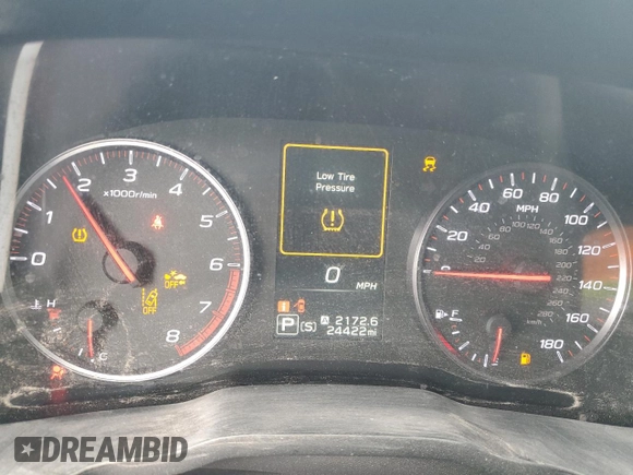 2023 Subaru WRX with VIN JF1VBAB69P8816035, listed as a Copart auction lot 47893105 with 24,422 mi miles and Salvage title. Bid and sale history available at DreamBid. Image 9.