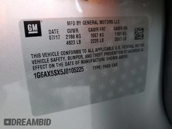 2018 Cadillac CTS Sedan Luxury AWD with VIN 1G6AX5SX5J0105225, listed as a Copart auction lot 47217855 with 44,737 mi miles and Salvage Title. Bid and sale history available at carsss.com. Image 12.