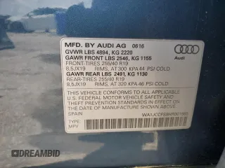 2017 Audi Q3 Premium Plus with VIN WA1JCCFS8HR001985, listed as a Copart auction lot 56970055 with 47,091 mi miles and Salvage title. Bid and sale history available at DreamBid. Image 12.