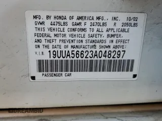 2003 Acura TL with VIN 19UUA56623A048297, listed as a Copart auction lot 48259265 with 123,135 mi miles and Clean Title. Bid and sale history available at carsss.com. Image 12.