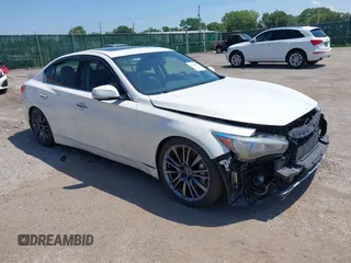 2016 Infiniti Q50 Red Sport 400 with VIN JN1FV7AR3GM451074, listed as a IAAI auction lot 42632674 with 38,916 mi miles and . Bid and sale history available at DreamBid. Image 1.