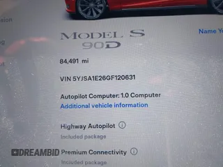 2016 Tesla Model S 90D с VIN 5YJSA1E26GF120631, выставлен на аукционе IAAI как лот 42249326 с пробегом 84 491 миль миль и . История ставок и продаж доступна на DreamBid. Изображение 7.