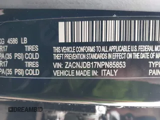 2022 Jeep Renegade Latitude с VIN ZACNJDB17NPN85853, выставлен на аукционе IAAI как лот 41749159 с пробегом 33 316 миль миль и . История ставок и продаж доступна на DreamBid. Изображение 9.