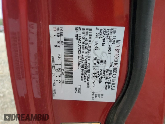 2004 Ford Explorer XLT z VIN 1FMZU73K34UA76632, wystawiony jako Copart lot #53701875 z przebiegiem 138 635 mil mil oraz Czysty tytuł • Clean title. Historia ofert i sprzedaży dostępna na DreamBid. Obrazek 13.