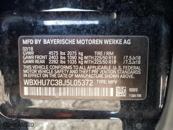 2018 BMW X1 sDrive28i with VIN WBXHU7C38J5L05372, listed as a Copart auction lot 42048515 with 93,403 mi miles and Salvage Title. Bid and sale history available at carsss.com. Image 15.