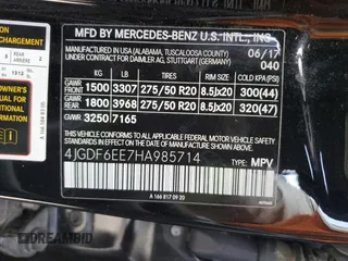 2017 Mercedes-Benz GLS 450 with VIN 4JGDF6EE7HA985714, listed as a Copart auction lot 53580884 with 87,158 mi miles and Salvage Title. Bid and sale history available at DreamBid. Image 15.