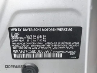 2013 BMW 5 Series 535i xDrive with VIN WBAFU7C56DDU66977, listed as a IAAI auction lot 41785161 with 88,919 mi miles and . Bid and sale history available at carsss.com. Image 9.