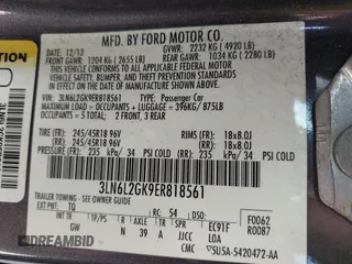 2014 Lincoln MKZ with VIN 3LN6L2GK9ER818561, listed as a IAAI auction lot 42063387 with 143,803 mi miles. Bid and sale history available at carsss.com. Image 9.
