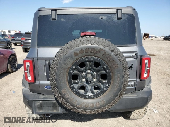 2023 Ford Bronco with VIN 1FMEE5DP0PLB11325, listed as a Copart auction lot 50306455 with 34,358 mi miles and Salvage Title. Bid and sale history available at carsss.com. Image 6.