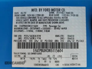 2022 Ford Mustang EcoBoost z VIN 1FATP8UH3N5115604, wystawiony jako Copart lot #56867915 z przebiegiem 52 706 mil mil oraz Szkoda całkowita • Salvage title. Historia ofert i sprzedaży dostępna na DreamBid. Obrazek 12.
