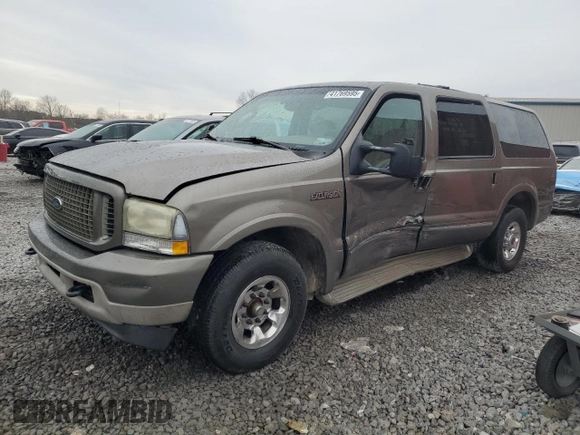 2003 Ford Excursion Limited z VIN 1FMNU42S03EA42266, wystawiony jako Copart lot #41769595 z przebiegiem Nie podano mil oraz Szkoda całkowita • Salvage title. Historia ofert i sprzedaży dostępna na DreamBid. Obrazek 1.