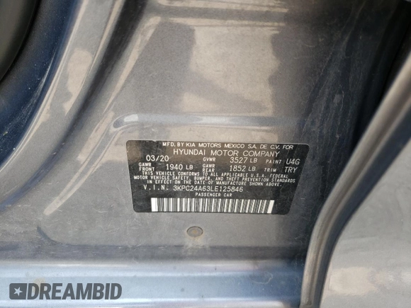 2020 Hyundai Accent SE with VIN 3KPC24A63LE125846, listed as a Copart auction lot 52751083 with 91,086 mi miles. Bid and sale history available at carsss.com. Image 12.