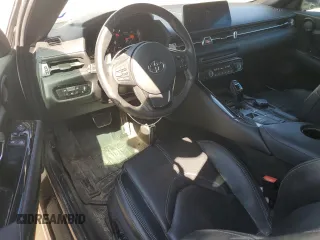 2021 Toyota GR Supra 3.0 with VIN WZ1DB0C00MW041840, listed as a Copart auction lot 43144635 with 6,213 mi miles and Salvage Title. Bid and sale history available at carsss.com. Image 8.