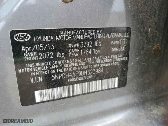 2013 Hyundai Elantra Limited with VIN 5NPDH4AE9DH323984, listed as a Copart auction lot 51162285 with 154,470 mi miles and Salvage Title. Bid and sale history available at carsss.com. Image 14.