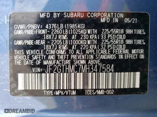 2021 Subaru Crosstrek Limited with VIN JF2GTHMC7MH347584, listed as a Copart auction lot 52512095 with 24,866 mi miles and Salvage Title. Bid and sale history available at carsss.com. Image 14.
