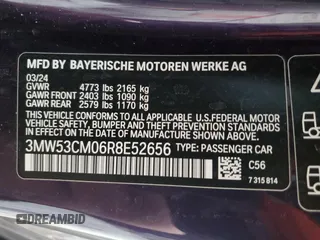 2024 BMW 2 Series M240i xDrive with VIN 3MW53CM06R8E52656, listed as a Copart auction lot 46146475 with 15,895 mi miles and Salvage Title. Bid and sale history available at carsss.com. Image 12.