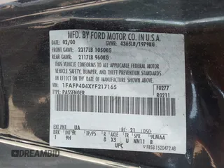 2000 Ford Mustang z VIN 1FAFP404XYF217165, wystawiony jako IAAI lot #41997215 z przebiegiem Nie podano mil oraz . Historia ofert i sprzedaży dostępna na DreamBid. Obrazek 9.