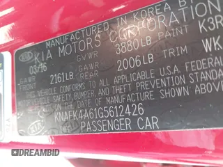 2016 Kia Forte LX z VIN KNAFK4A61G5612426, wystawiony jako IAAI lot #42269883 z przebiegiem 75 392 mil mil oraz . Historia ofert i sprzedaży dostępna na DreamBid. Obrazek 9.