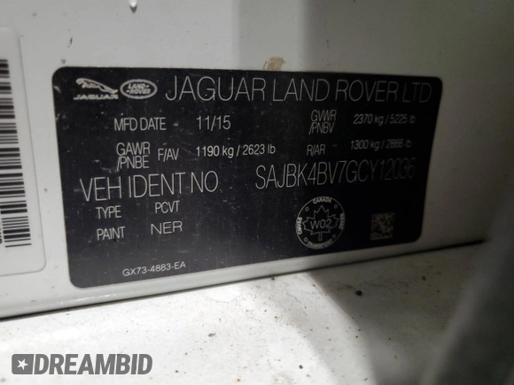 2016 Jaguar XF 35t Prestige z VIN SAJBK4BV7GCY12036, wystawiony jako Copart lot #57208875 z przebiegiem 186 080 mil mil oraz Szkoda całkowita • Salvage title. Historia ofert i sprzedaży dostępna na DreamBid. Obrazek 13.