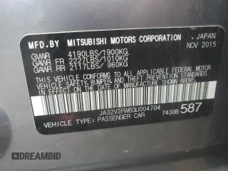 2016 Mitsubishi Lancer SE with VIN JA32V2FW6GU004704, listed as a Copart auction lot 66203384 with 72,453 mi miles and Salvage Title. Bid and sale history available at carsss.com. Image 12.
