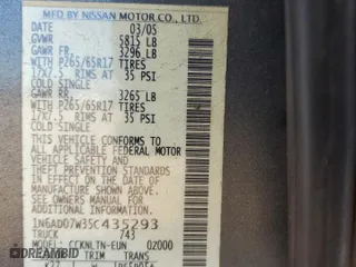 2005 Nissan Frontier 4WD LE with VIN 1N6AD07W35C435293, listed as a Copart auction lot 82719554 with 218,707 mi miles and Salvage Title. Bid and sale history available at carsss.com. Image 14.