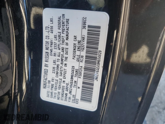 2009 Infiniti G37 Sport with VIN JNKCV64E49M604629, listed as a Copart auction lot 49499475 with 169,359 mi miles and Salvage Title. Bid and sale history available at DreamBid. Image 14.