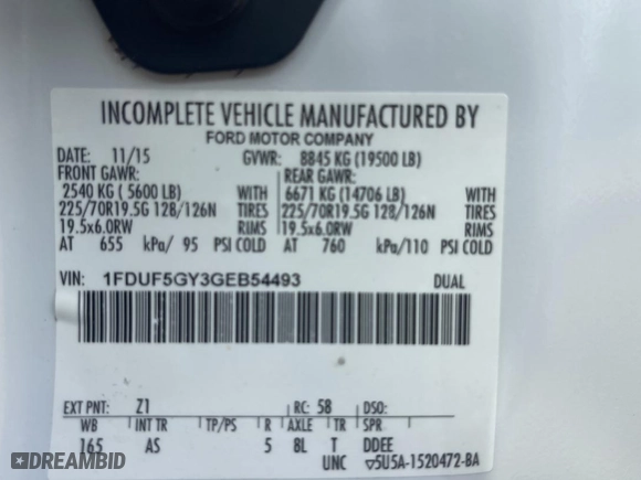 2016 Ford Super Duty F-550 DRW XL with VIN 1FDUF5GY3GEB54493, listed as a Copart auction lot 81772304 with 258,961 mi miles and Clean Title. Bid and sale history available at carsss.com. Image 10.