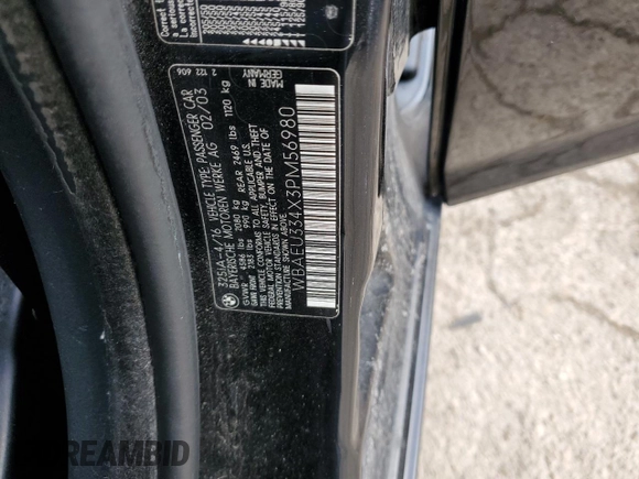 2003 BMW 3 Series 325xi with VIN WBAEU334X3PM56980, listed as a Copart auction lot 51082745 with 159,044 mi miles and Salvage Title. Bid and sale history available at carsss.com. Image 14.