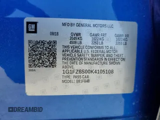 2019 Chevrolet Bolt EV Premier with VIN 1G1FZ6S00K4105108, listed as a Copart auction lot 60080775 with 44,233 mi miles and Salvage title. Bid and sale history available at DreamBid. Image 12.